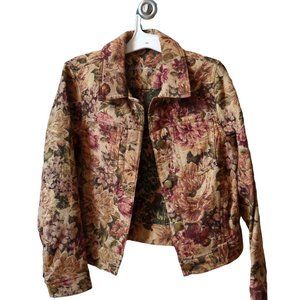 Tapestry floral cropped jacket Caribbean Joe